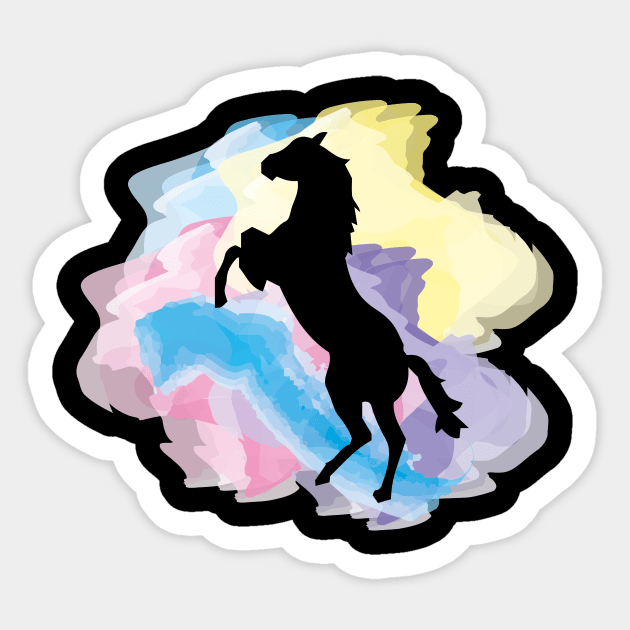 Horse lover Equestrian Watercolor artwork riding gifts Sticker by vikki182@hotmail.co.uk